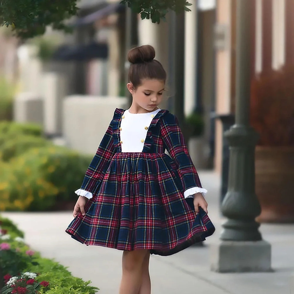 NWT Trish Scully tartan plaid Lola dress long sleeve blue and red holiday 4 yrs‎